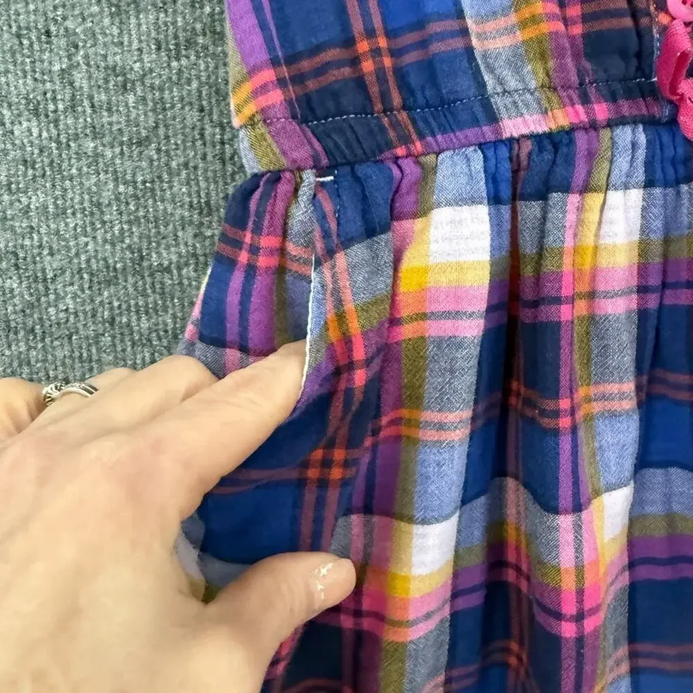 Cat & Jack Girls Plaid Shirt Dress Size 6 Multicolor Gauzy Double Weave Cotton
